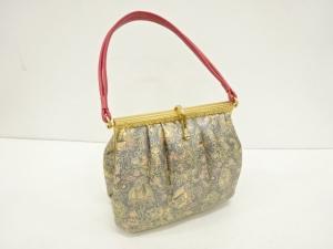 本革　唐花模様　和装バッグ
